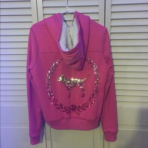 Victoria's Secrer PINK, pink fur hoodie